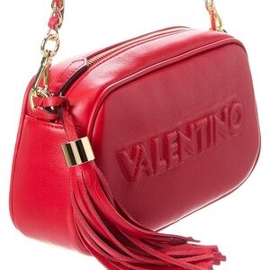 Valentino Red Shoulder Bag with Tassel and Gold Hardware